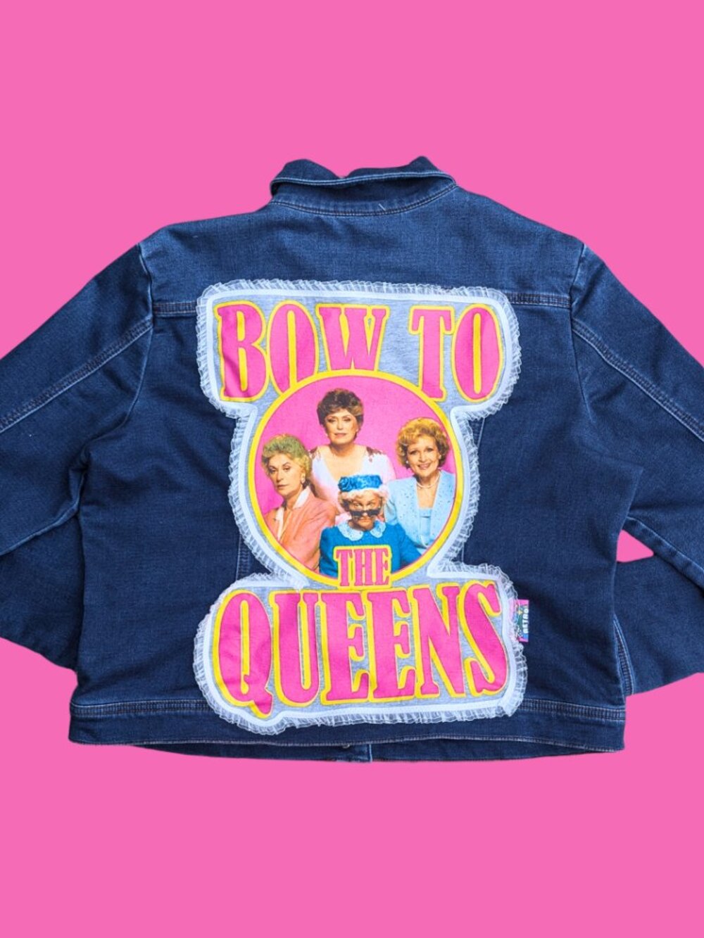 The Golden Girls ''Bow to the Queens'' Upcycled T-Shirt Denim Jacket Size XL